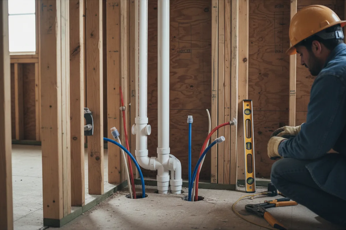 Drain and supply rough-in during Leak Detection in Wooton