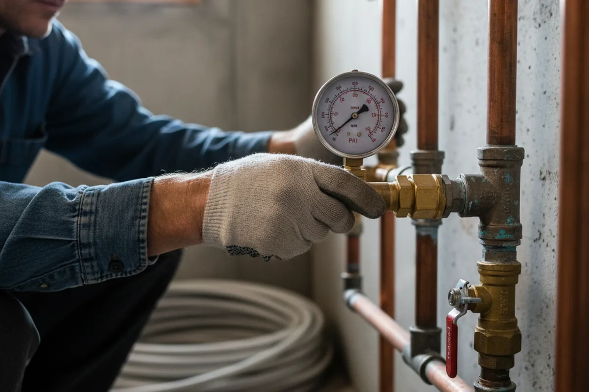 Pressure testing a repaired line during Water Line Repair in Wooton